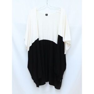 Echo open front knit cardigan waterfall two-toned colorblock plus size pockets